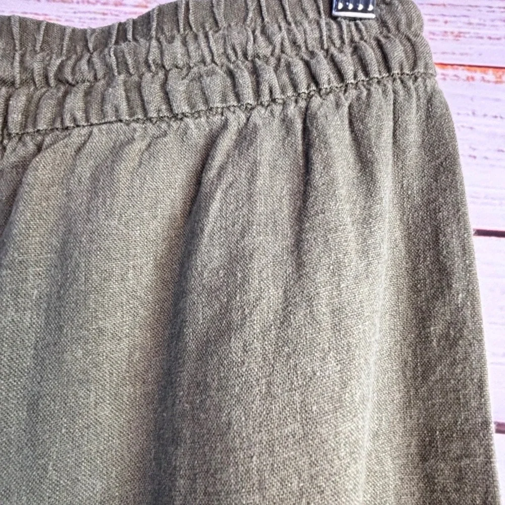 Linen Blend Wide Leg Crop Pants Banana Republic S Olive Green‎ Coastal Earthy